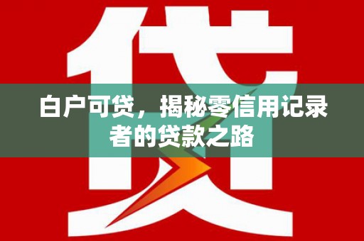 龙安白户可贷，揭秘零信用记录者的贷款之路